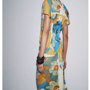 Zara Vibrant Blue and Yellow Midi Dress